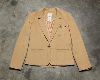 Vintage 70's USA Union-Made Tan Corduroy Women's Blazer - Size 9/10