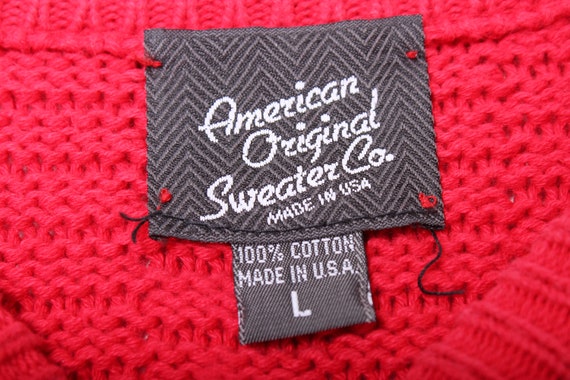 Vintage 1980s USA Made Red 3D Geometric Knit Swea… - image 4