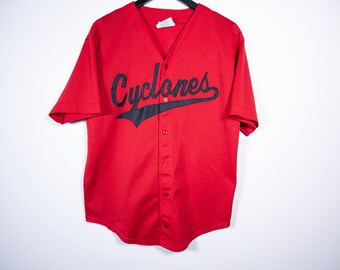 Vintage 90s USA Made Cyclones Applique Mesh Baseball Jersey - Medium