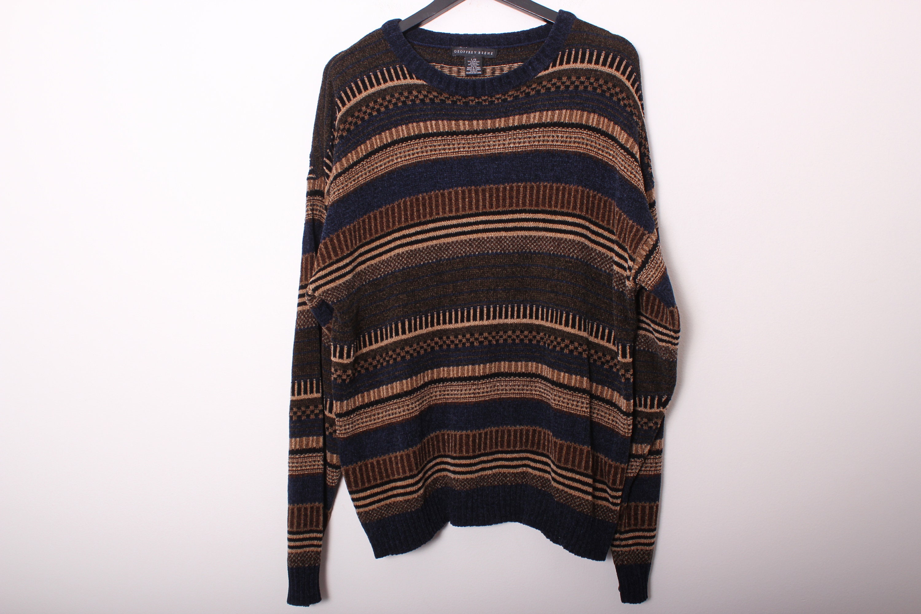 Vintage Geoffrey Beene Geometric Chenille Yarn Knit Sweater Large Etsy UK