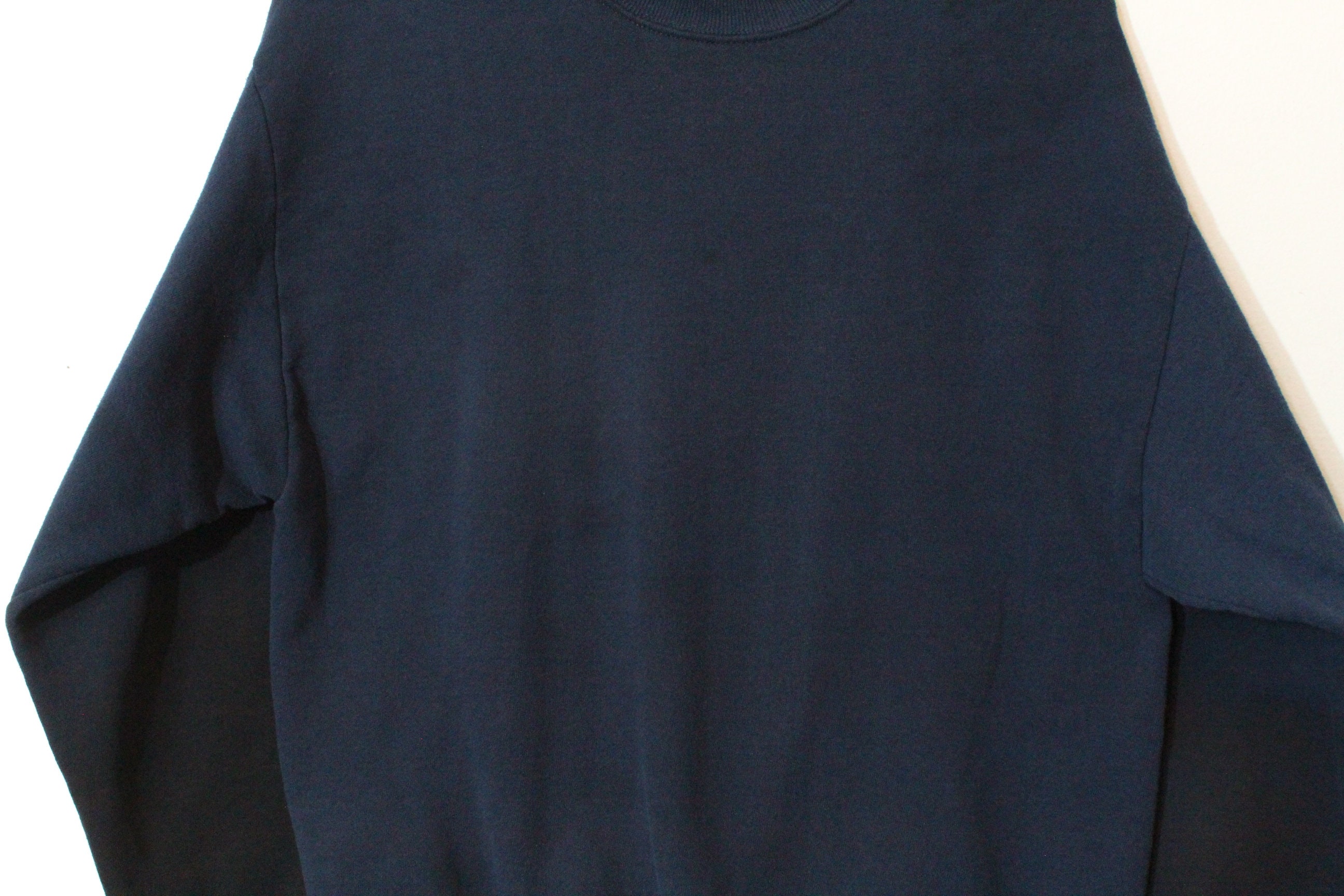 Vintage 90s USA Made Jerzees Navy Distressed Sweatshirt Blank 