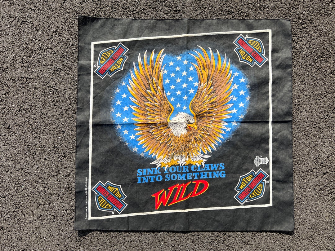 Vintage Usa-made Harley Davidson Bandana - 21” X 21” - Etsy