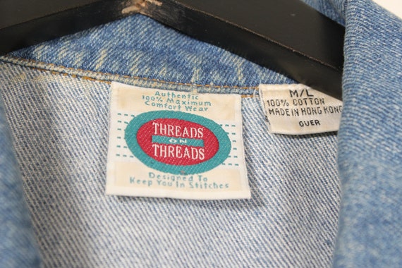 Vintage 80’s Threads on Threads Beaded Denim Vest… - image 5