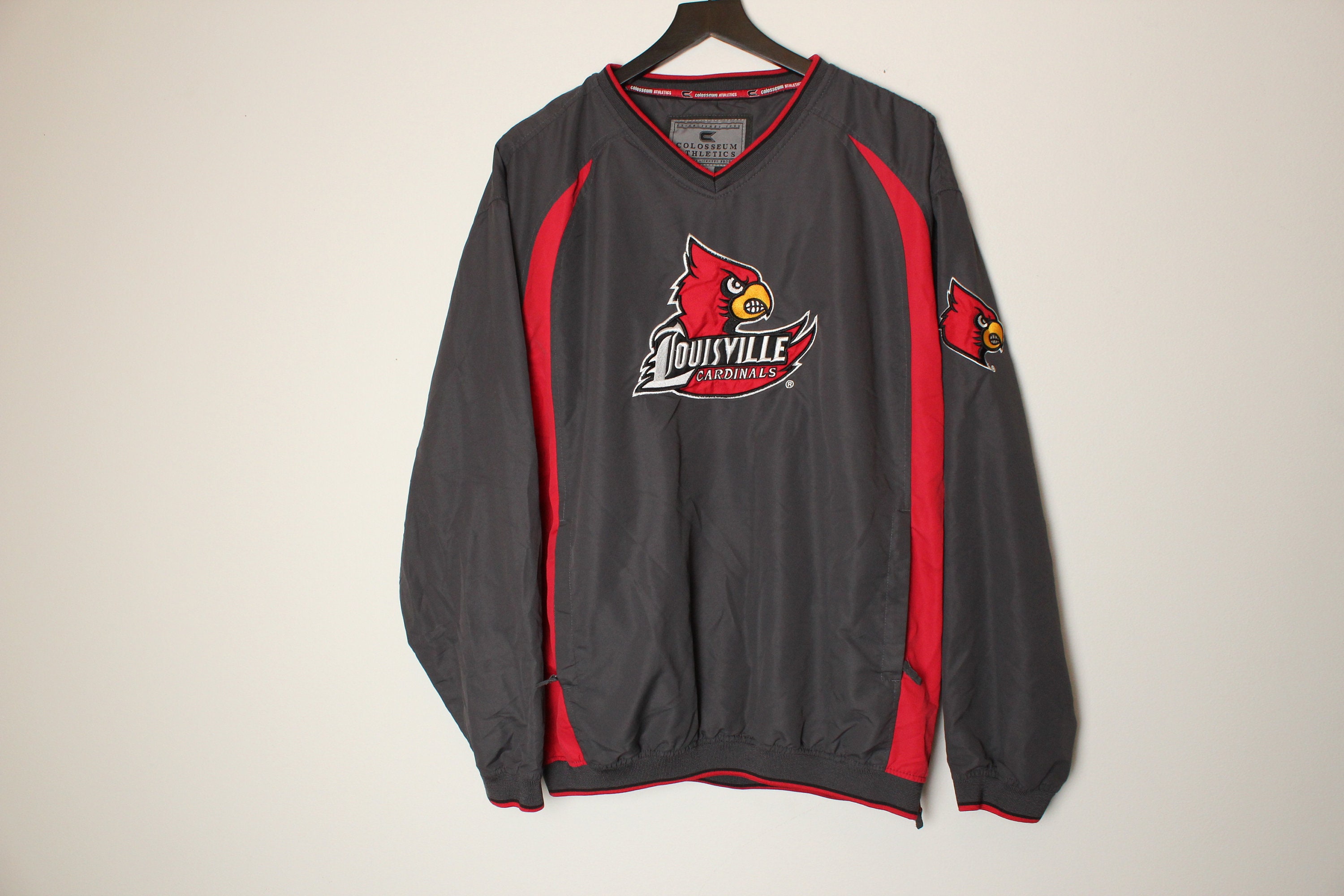 CustomCat Louisville Cardinals Vintage NCAA Football Crewneck Sweatshirt Ash / L