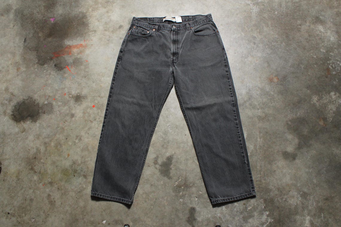 Vintage Y2K Levis 550 Distressed Black Denim Jeans - Fits Like 37" x 29", photo 2 of 5