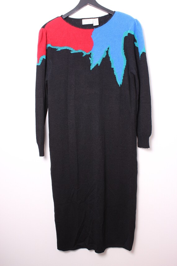 Vintage 80's Knit Dress With Angora Detail - Shoulder Pads - Large - Etsy