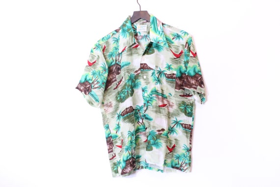 Vintage 70s 80s Aloha National Shirt Shop Hawaiian Shirt - Medium 