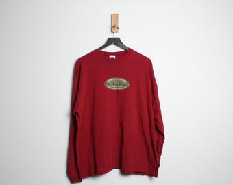Vintage 1990's USA-Made Old Navy Long Sleeve Red T-Shirt - XL