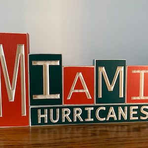 Miami Hurricanes wood sign for wall or tabletop