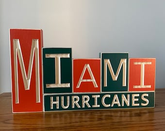 Miami Hurricanes wood sign for wall or tabletop