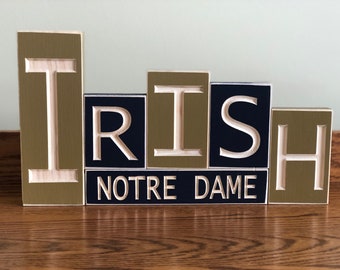 University of Notre Dame Fighting Irish wooden sign for wall or table top