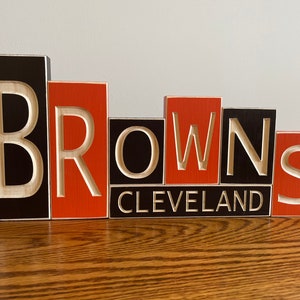 Plaque en bois Cleveland Browns pour mur ou dessus de table