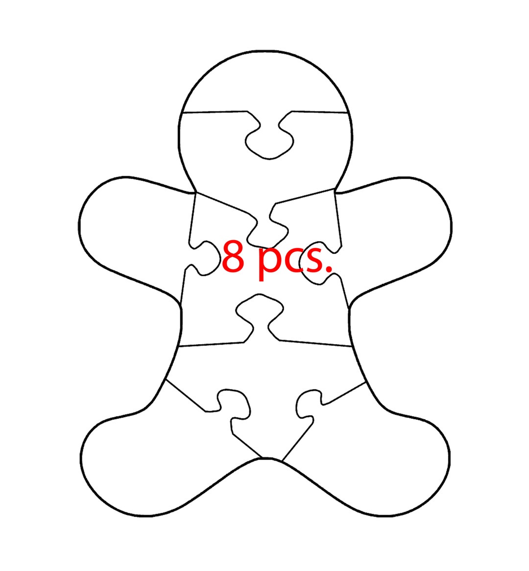 8-piece Gingerbread Man Shape Puzzle Template Svg, Png, Pdf, Jpg Files ...