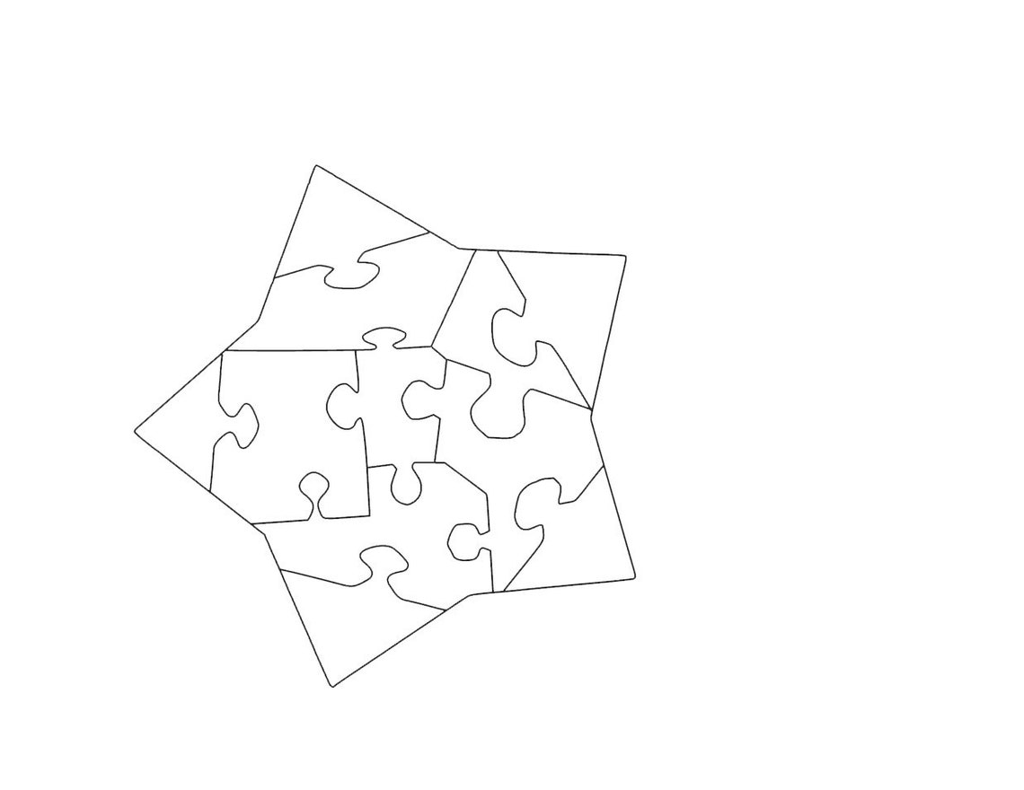 Star Shape Jigsaw Puzzle Template Svg, Png, Pdf, Jpg Files, Puzzle