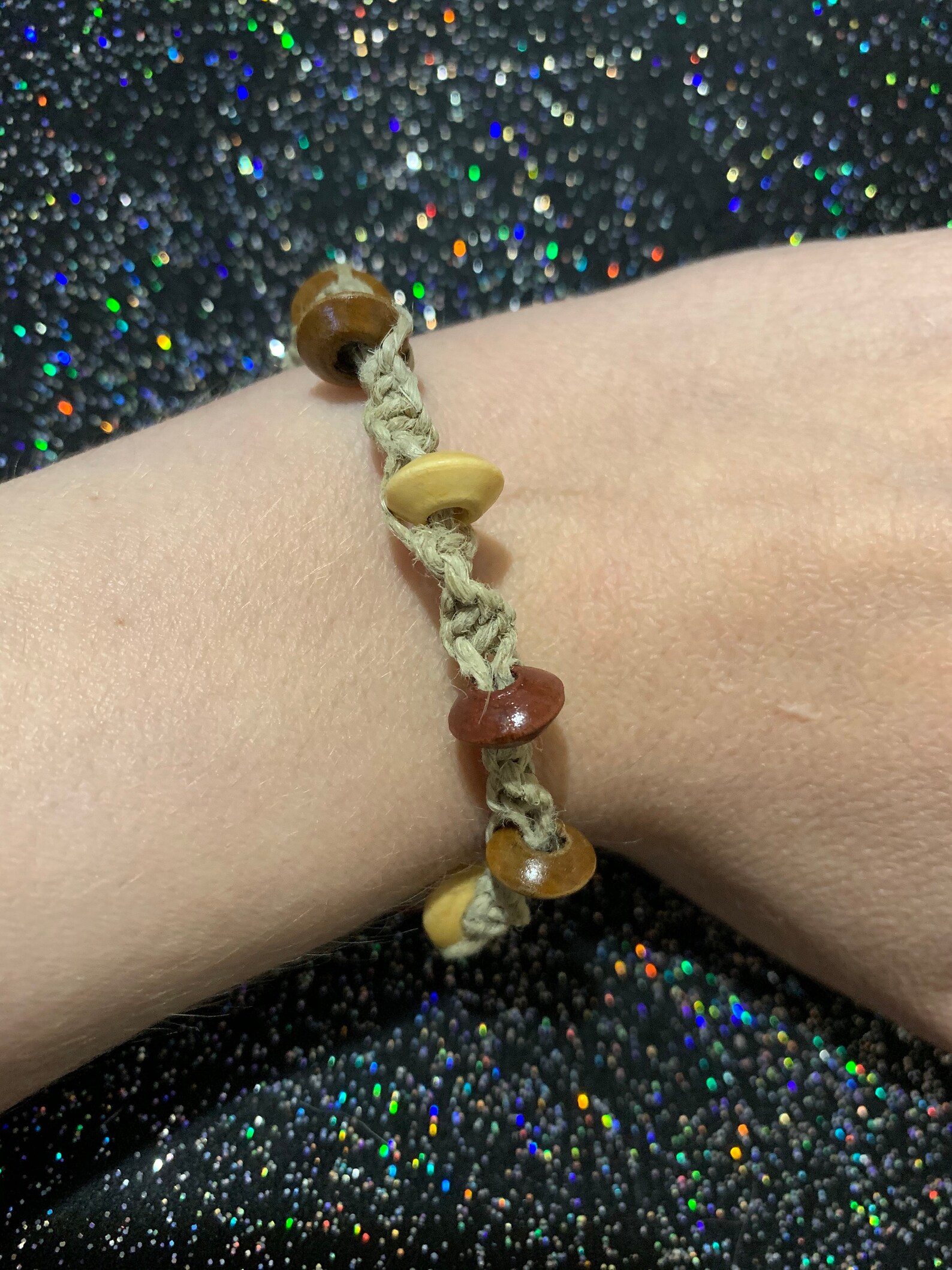 Wood Bead Hemp Cord Bracelet Etsy