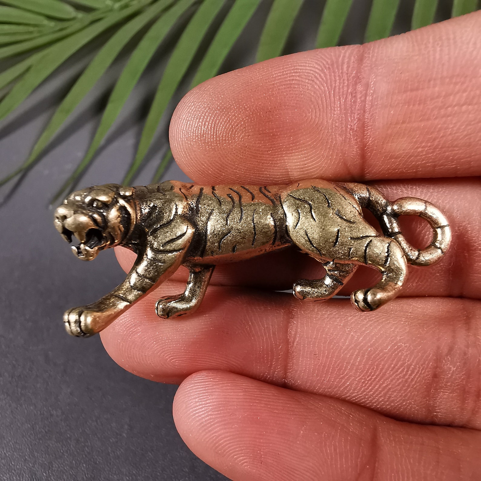2pieces Hand Carved Brass Tiger Statue Figure Collect Etsy
