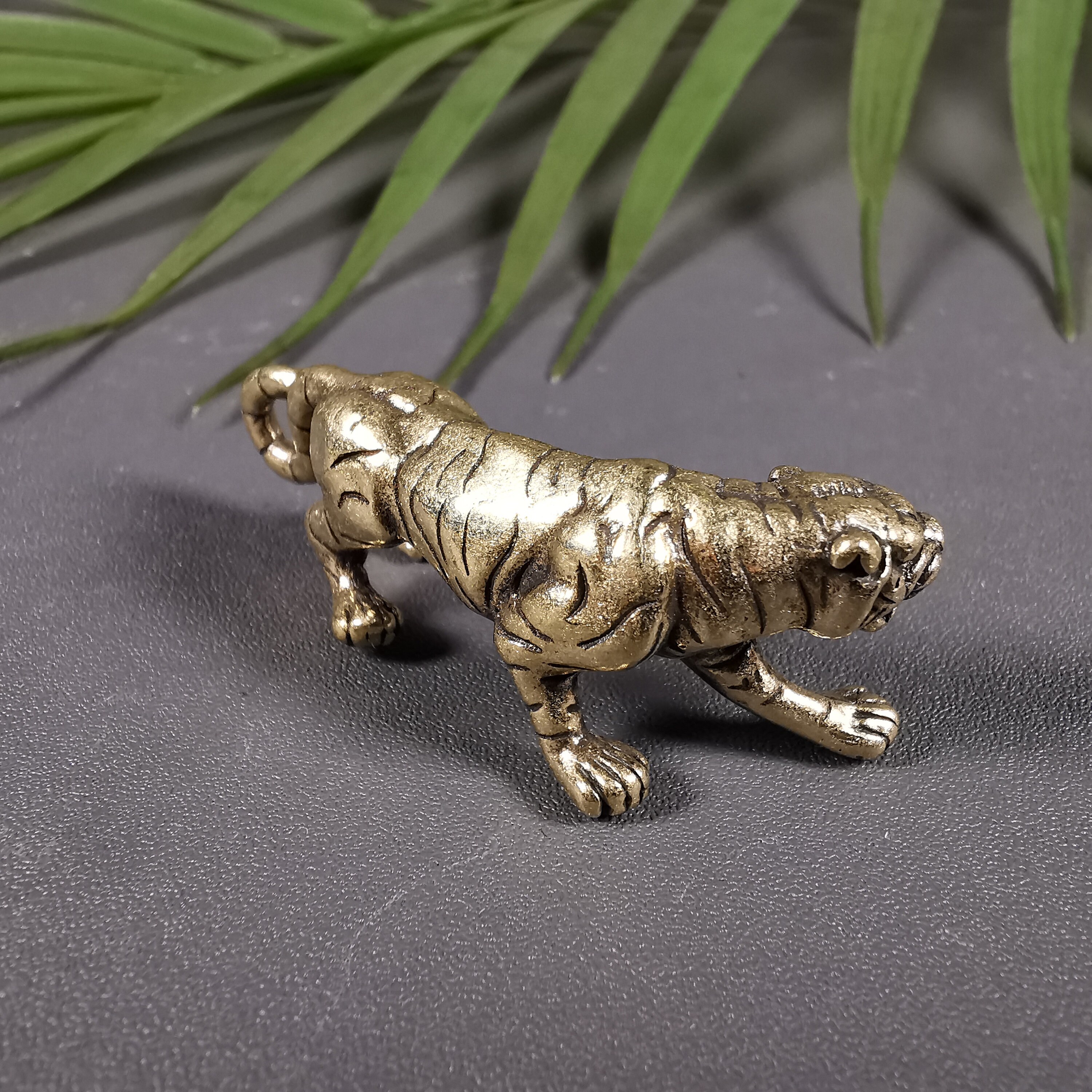 2pieces Hand Carved Brass tiger statue figure collect Etsy
