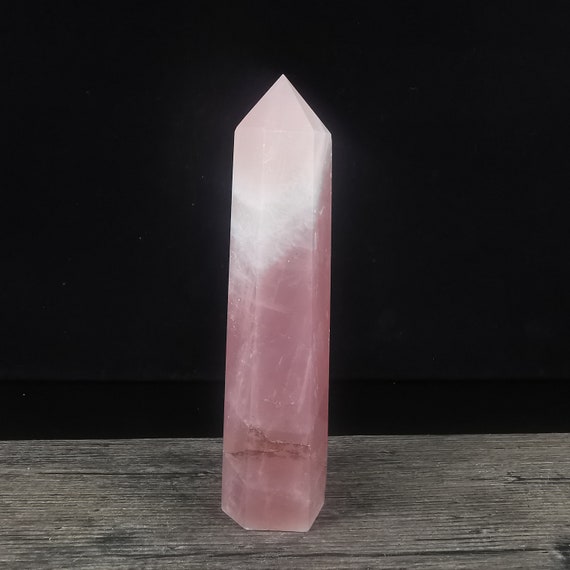 A+++Natural Rose Quartz Obelisk Pink Crystal Wand Point Healing - Foto 7