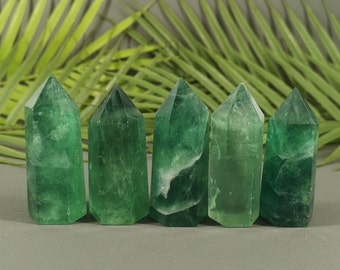 Green Fluorite Crystal Wand Healing Crystal Wands Obelisk Tower 4pcs Reiki Chaka 