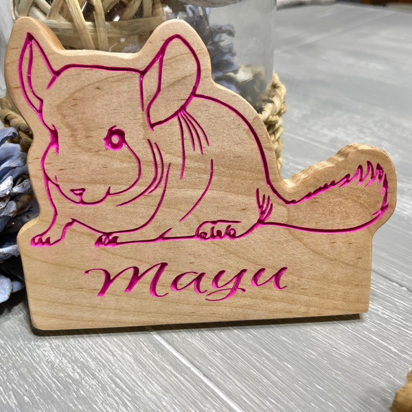 Chinchilla Personalized Name Tag For Cage or House, Chinchilla Mom Gift, Chinchilla Dad Gift, Animal Lover Gift, Accessory, Pet Supplies