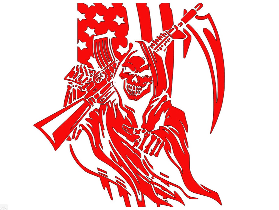 Grim Reaper American Flag Decal - Etsy