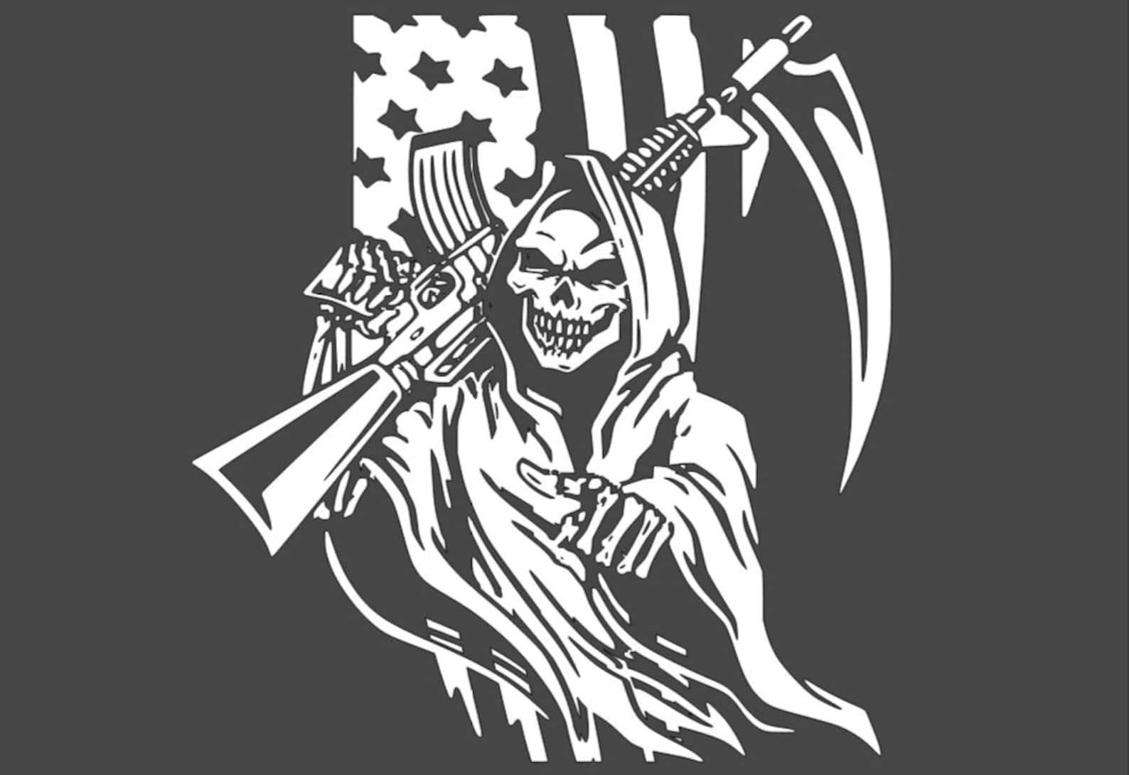 Grim Reaper American Flag Decal - Etsy