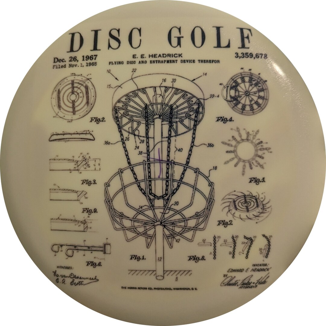 Disc Golf Patent on a Disc Golf Disc Premium Plastic Disc Golfer Gift