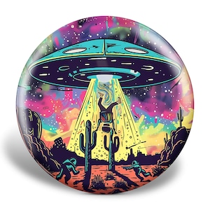 UFO Abduction 2.0 Disc Golf Disc, Custom Gift, UFO Space Art, Print of Original Dye