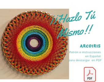 Padrão de instruções DIY Rainbow Hilorama Stringart