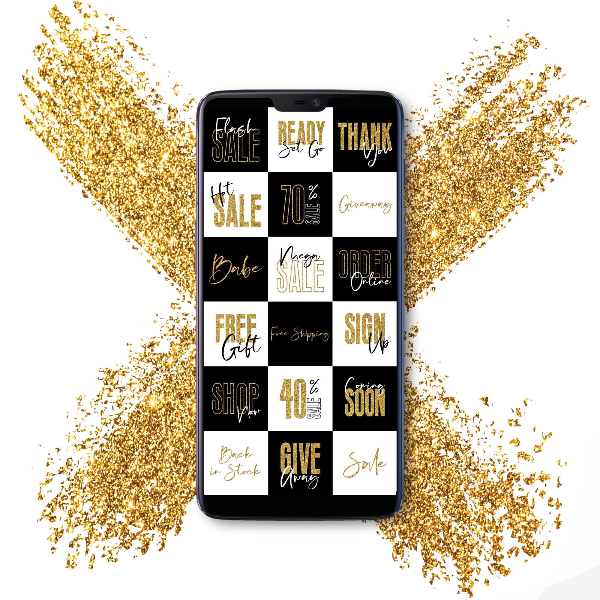 100 x Gold Glitter Instagram Post Templates CANVA Template Etsy