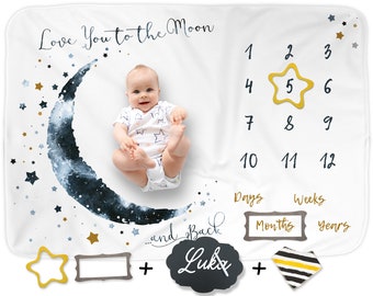 personalized baby monthly milestone blanket