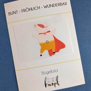 Bügelbild Glücks/Powerschwein - Applikation - Buntes Bügelbild