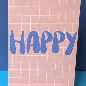 Postkarte Happy - Karte - Glückwunsch - Zitat - Bunt