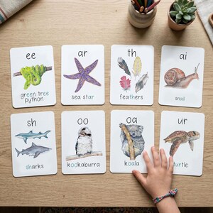 24 Australian Phonics Flash Cards | Digraph & Blend Sounds | Printable Learning Cards | Digital Download
