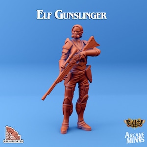 FAST SHIPPING | Elf Gunslinger | 32mm Scale Miniature | Skies of Sordane | DnD | Pathfinder | 5E | Frosthaven | Fantasy Tabletop RPG