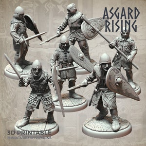 Set of 6 English Medieval Soldiers Perfect for D&D, Pathfinder, 5E, and Other 28mm and 32mm Tabletop RPG Adventures