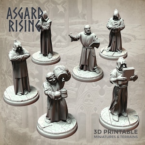 Set of 6 Cultist Monk Minis Perfect for D&D, Pathfinder, 5E, and Other 28mm and 32mm Tabletop RPG Adventures