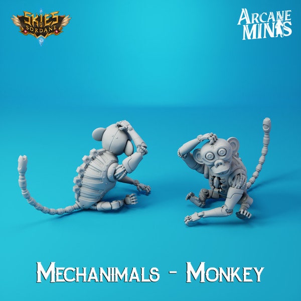 Steampunk Robotic Monkey Mechanimal perfect for DnD | Pathfinder | Skies of Sordane | 28 and 32mm Tabletop RPG Miniature Games