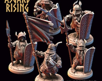 Set of 5x Dwarf Armored Knight | Perfect for D&D, Pathfinder, 5E, and Other 28mm and 32mm Tabletop RPG Adventures