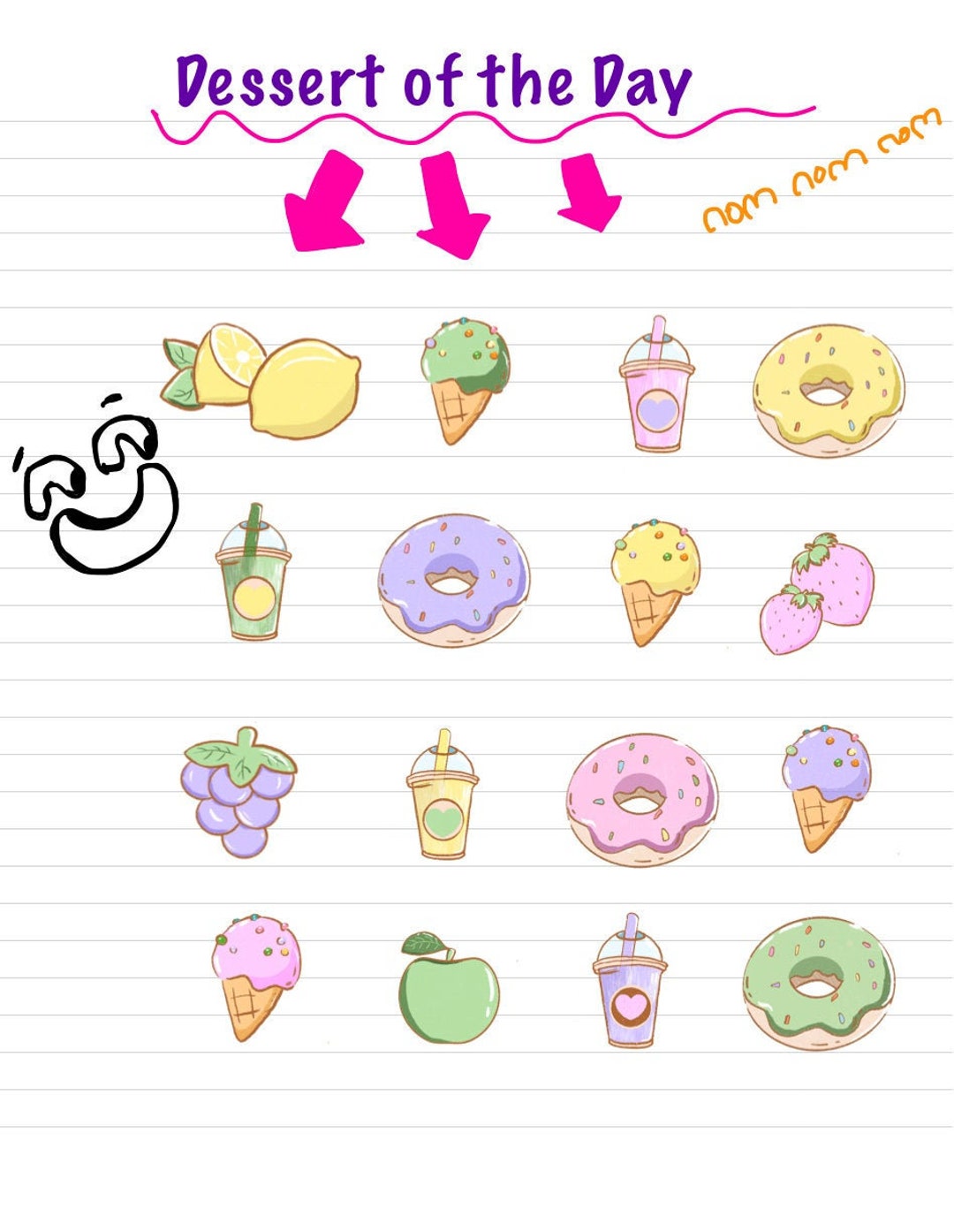Cute Dessert Clipart, Digital Art Clipart Bundle, Design Elements, Cute