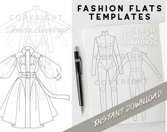 Fashion FLATS Templates - Base for technical drawing - (Women)