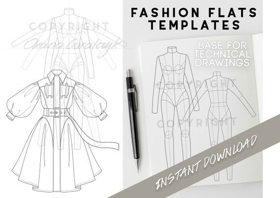 Blouse fashion flat technical drawing template Vector Image