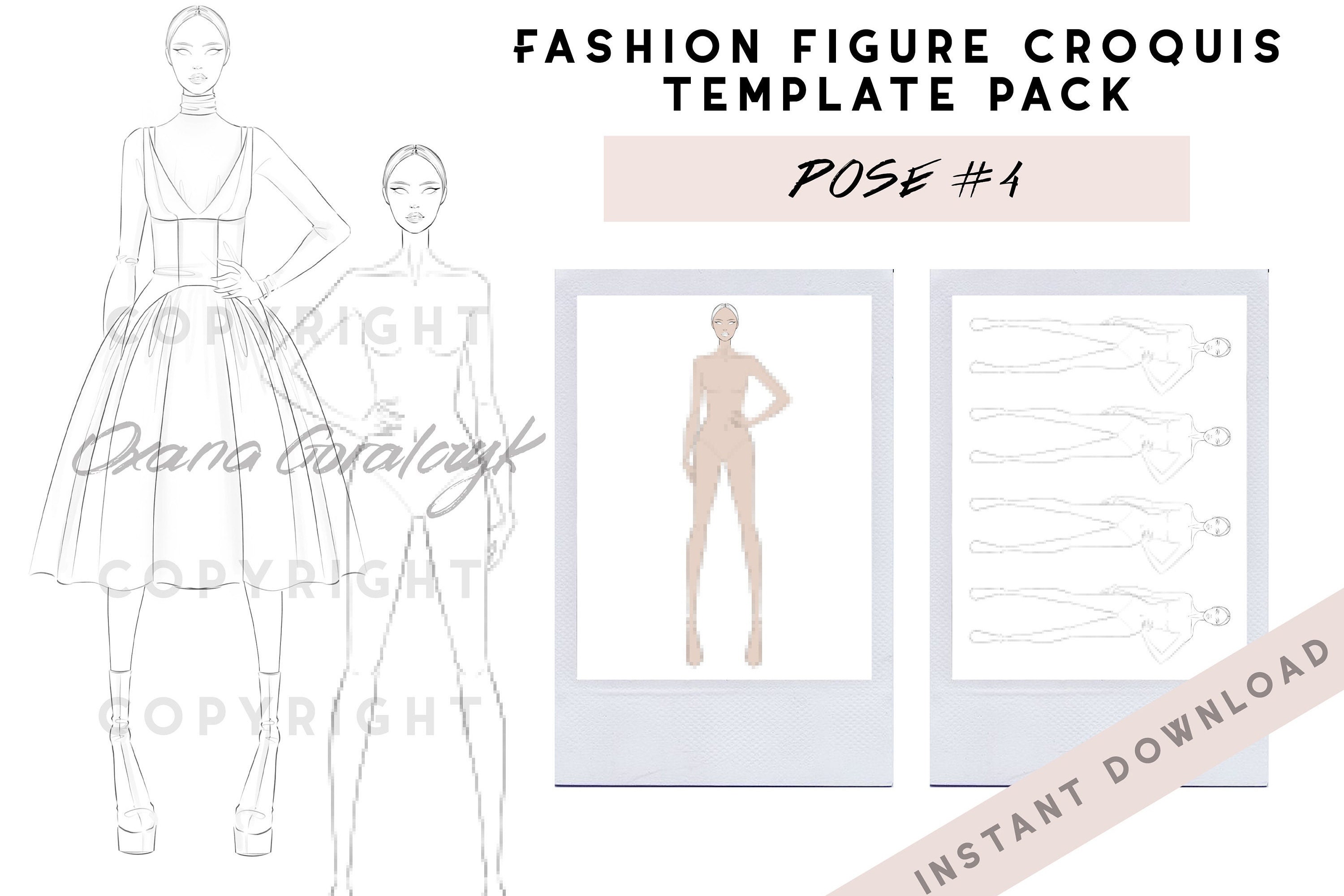 Fashion Design Template, Body Croquis Template Female, Fashion Figure  Templates, Drawing Template for Clothing Designers, Sample Body Png 