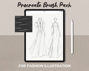 Procreate Fashion sketch/illustration brush pack - by Oxana Goralczyk - Set of 3 (Sketch, sketch, lineart)