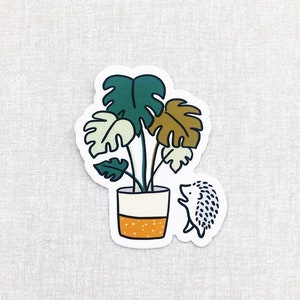 White Hedgehog Monstera Sticker (Matte)