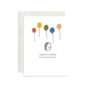 Igel und Luftballons alles Gute zum Geburtstag Karte | Karten für Sie, Geburtstagskarte, Karte für Sie, Süße Geburtstagskarte, Handgezeichnete Geburtstagskarte