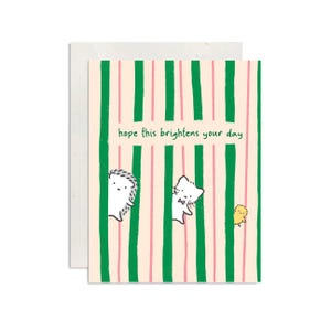 Hedgehog, Kitten, and Chick Greeting Card | everyday greeting card, friendship greeting card, cute animals card, hedgehog folded cards