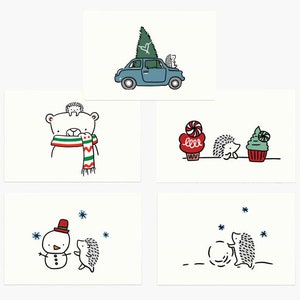 Hedgehog Christmas Postcard Set 2 | Christmas Cards, Christmas Decor, Christmas Card Set, Holiday Cards, Holiday Gifts, Holiday Note Cards