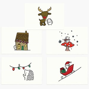 Conjunto 1 de cartão postal de Natal do ouriço | Cartões de Natal, Decoração de Natal, Conjunto de cartões de Natal, Cartões de Natal, Presentes de Natal, Cartões de Notas de Natal
