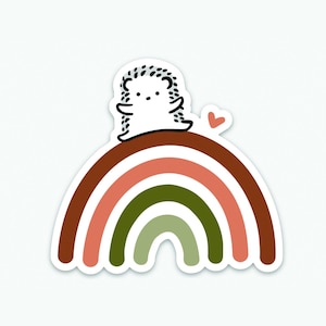 White Hedgehog Rainbow Sticker (Matte)